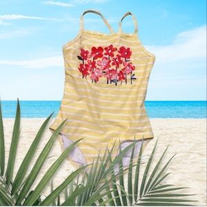 HANNA ANDERSSON NEW GIRLS YELLOW ONE PIECE BATHING SUIT SWIMSUIT SIZE 6 7 (120)